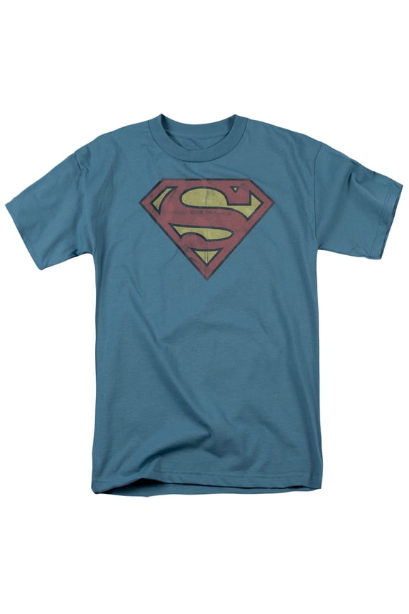 Superman Gritty Shield Adult 18/1 T-Shirt Slate