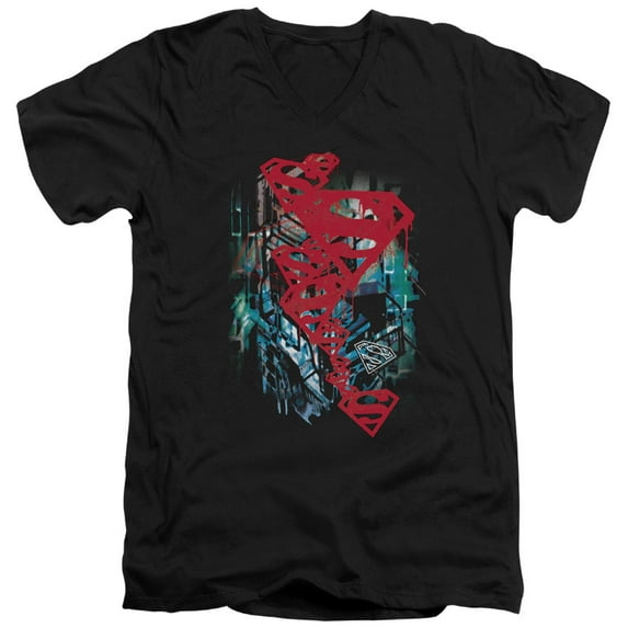 Superman - Gritty - Slim Fit V Neck Shirt - XX-Large