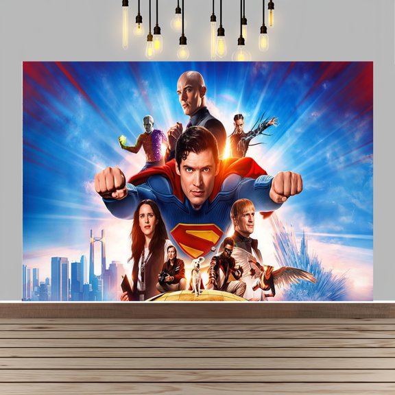 Superman Happy Birthday Anime Cartoon Theme Backdrops Banner Birthday Party Decor Supplies(5x3ft)