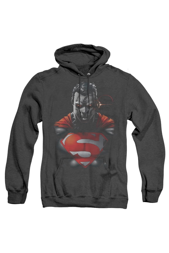 Superman Heat Vision Charged Adult Heather Hoodie Sweatshirt Black