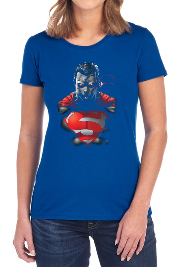 Superman Heat Vision Charged Women's T Shirt, Royal, 2X-Large