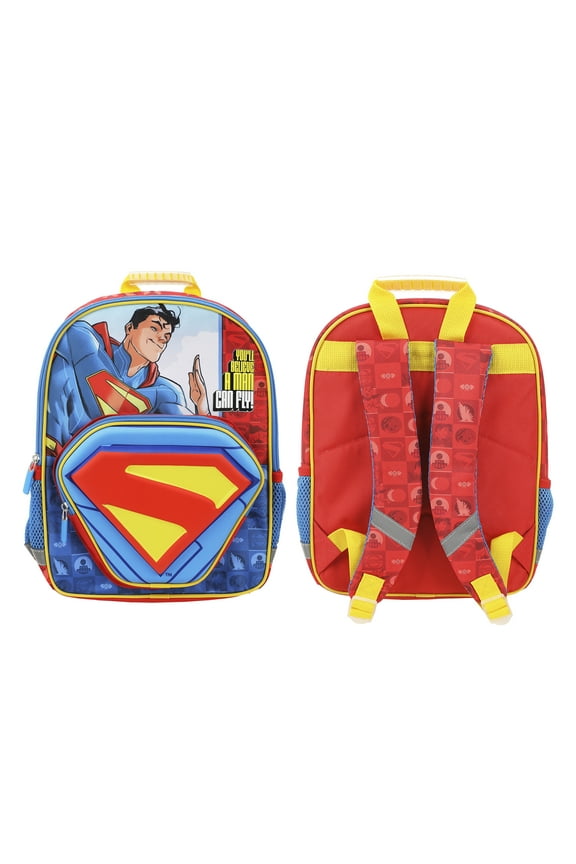 Superman Hero & Logo 14" Backpack for Toddler Boys