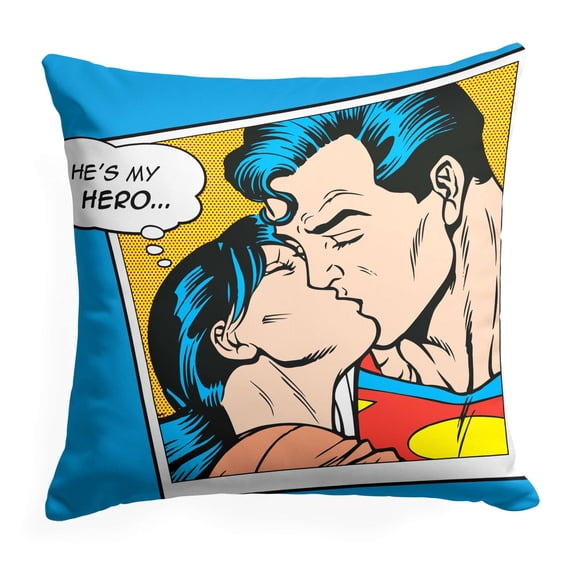 Superman Hes My Hero Kids Printed Throw Pillow
