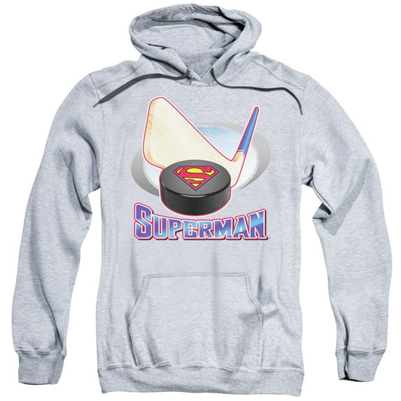 Superman Hockey Stick Adult Pullover Hoodie Sweatshirt Athletic Heather