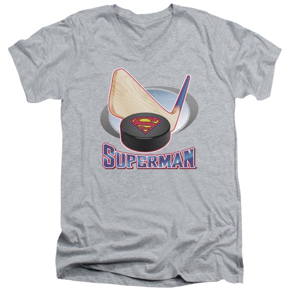 Superman - Hockey Stick - Slim Fit V Neck Shirt - Medium