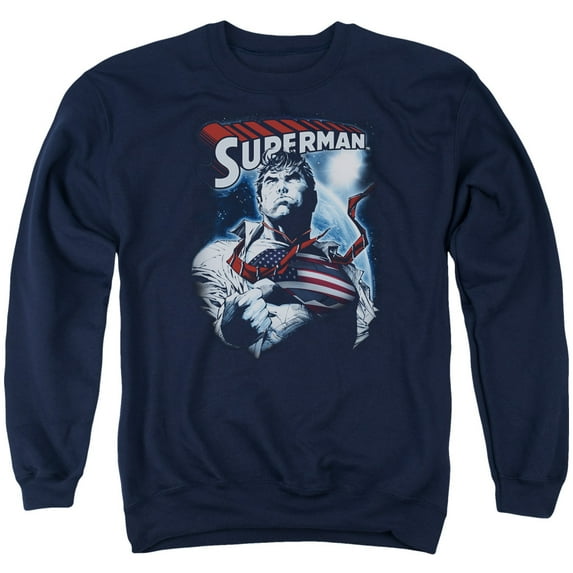 Superman Honor And Protect Adult Crewneck Sweatshirt Navy