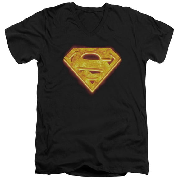 Superman - Hot Steel Shield - Slim Fit V Neck Shirt - Large