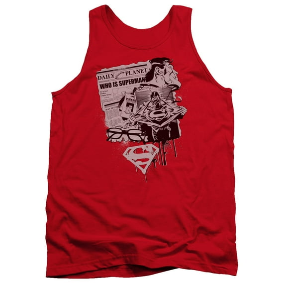 Superman Identity Adult Tank Top Red