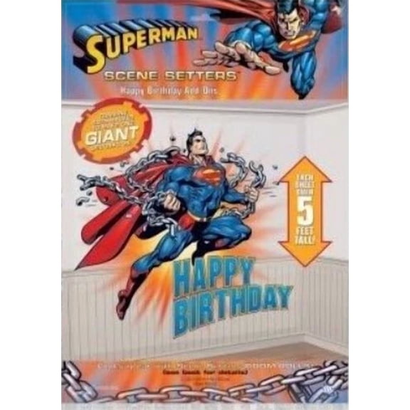 Superman In Chains Scene Setter Happy Birthday Party Photo Backdrop Superhero 5'