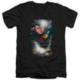 thumbnail image 1 of Superman In The Sky Adult V-Neck T-Shirt 30/1 T-Shirt Black, 1 of 1