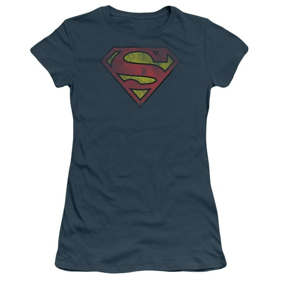 Superman Inside Shield Junior Women's T-Shirt Sheer Indigo