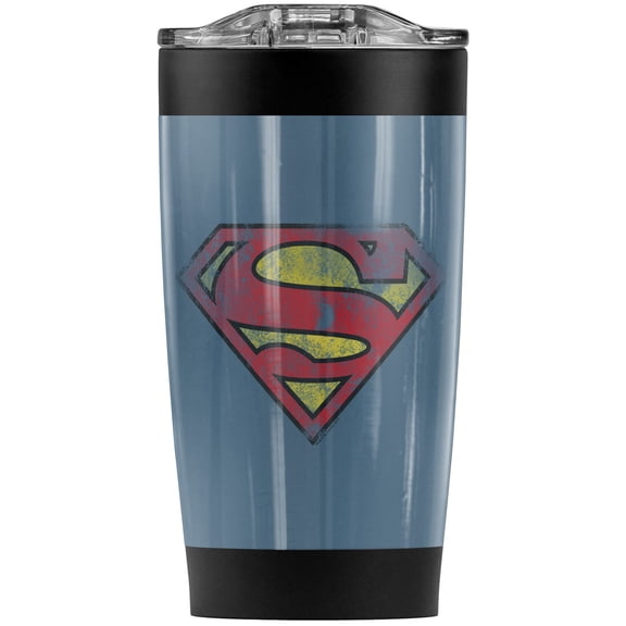Superman Inside Shield Stainless Steel Tumbler 20 oz Coffee Travel Mug/Cup, Vacuum Insulated & Double Wall with Leakproof Sliding Lid | Great for Hot Drinks and Cold Beverages
