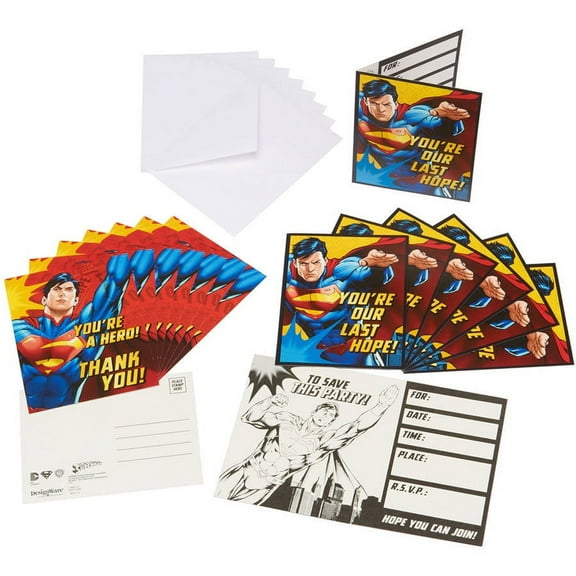 Superman Invite and Thank-You Combo Pack, 8 Count, Party Supplies