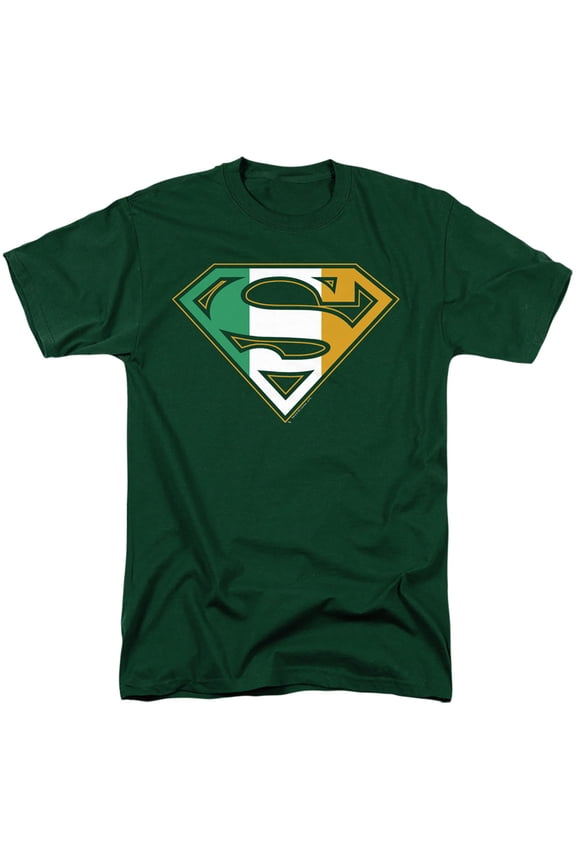 Superman Irish Shield Adult 18/1 T-Shirt Hunter Green
