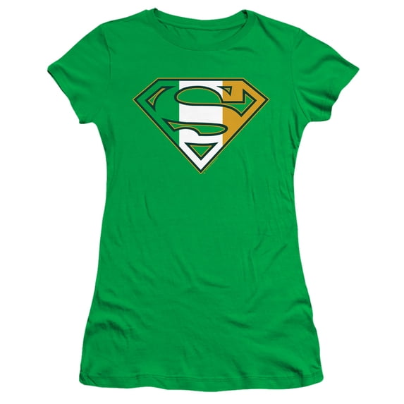 Superman Irish Shield Junior Women's T-Shirt Sheer Kelly Green