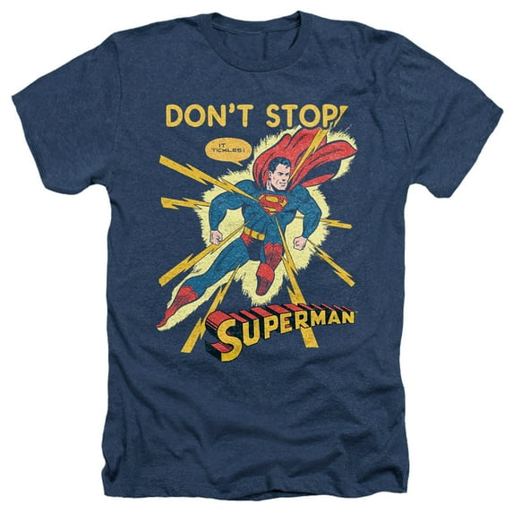 Superman It Tickles Unisex Adult Heather T Shirt, Navy Heather, 2X-Large