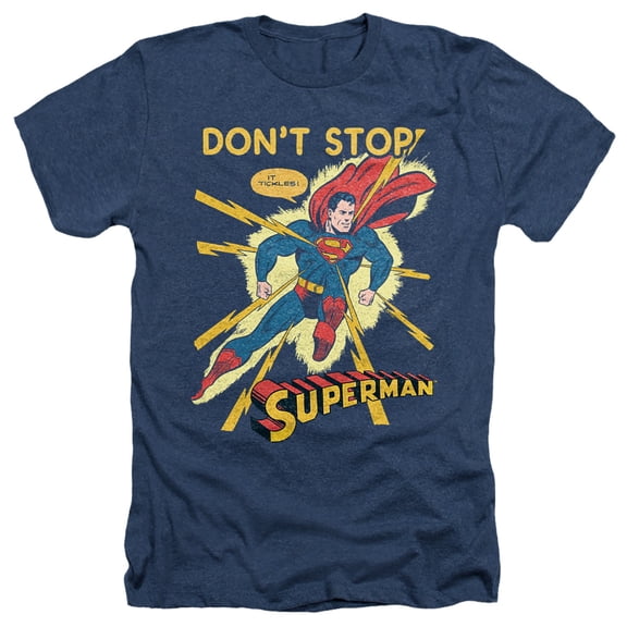 Superman It Tickles Unisex Adult Heather T Shirt, Navy Heather, 3X-Large