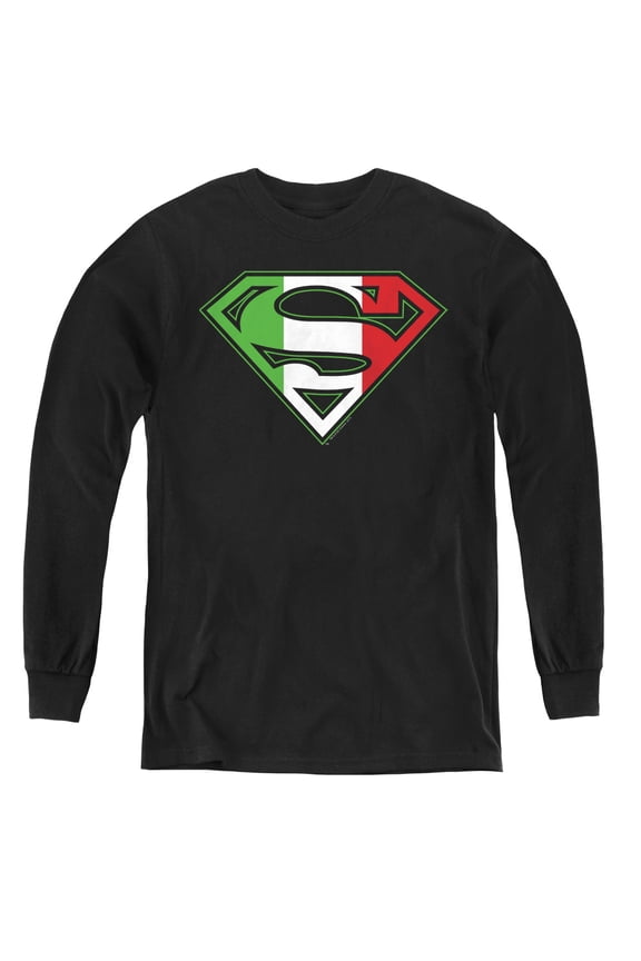 Superman - Italian Shield - Youth Long Sleeve Shirt - Medium
