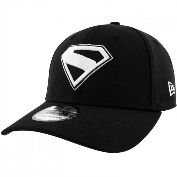 Superman James Gunn Logo Black and White Colorway New Era 39Thirty Fitted Hat-Medium/Large