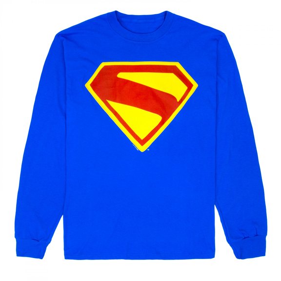 Superman James Gunn Logo Blue Long Sleeve Shirt-Large