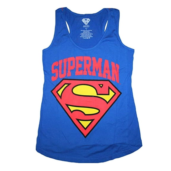 Superman Junior Women's Logo All Over Racerback Tank Top (Small)