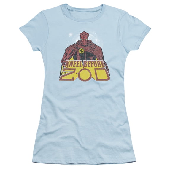 Superman Kneel Before Junior Women's T-Shirt Sheer Light Blue
