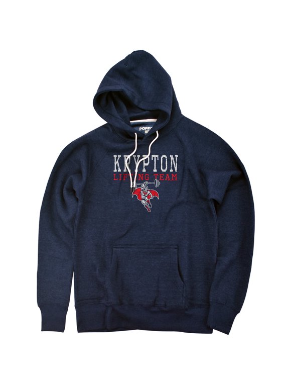 Krypton Lifting Unisex Adult Slim Fit Pull-Over Heather Hoodie, Navy, Medium