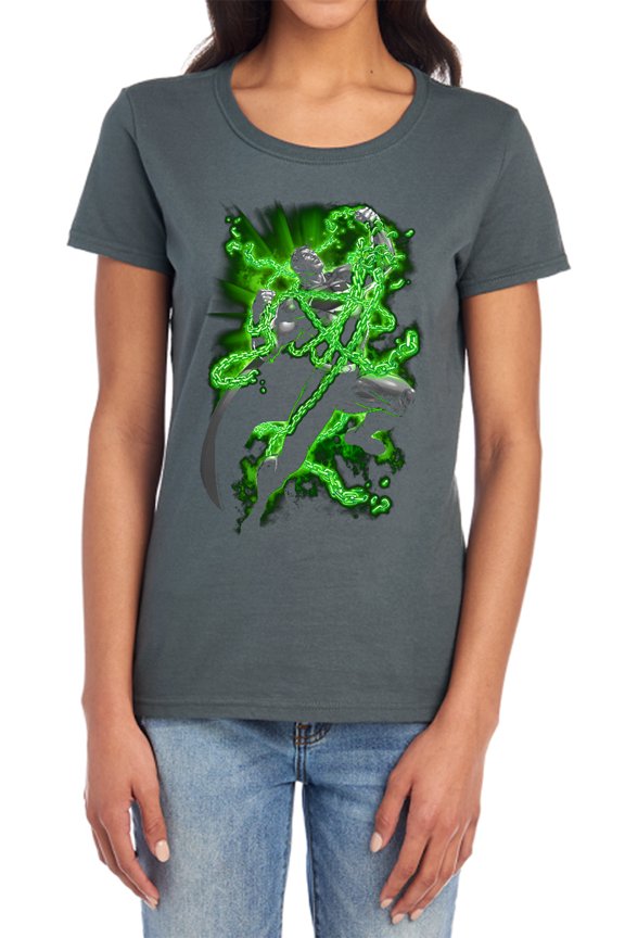 Superman Kryptonite Chains Women's T Shirt, Charcoal, Large
