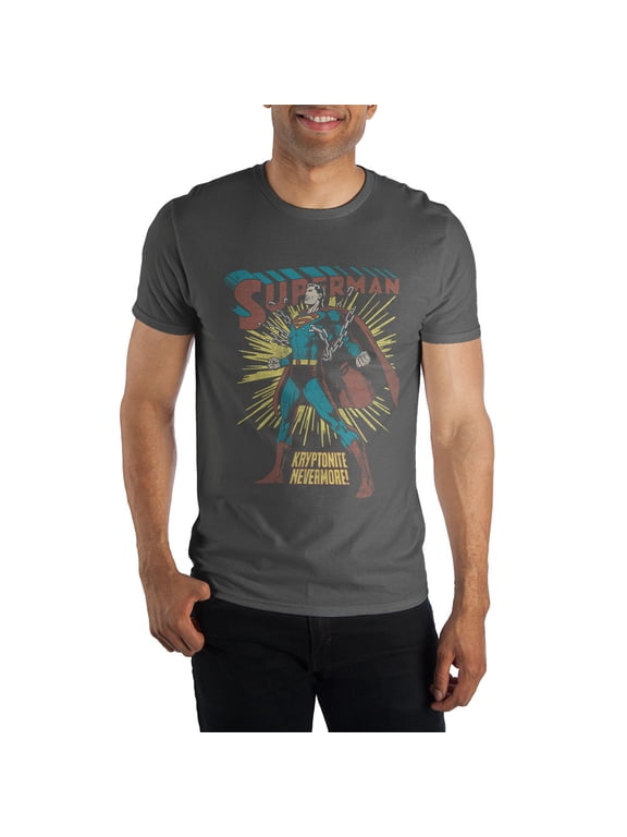 Superman Kryptonite Nevermore! Men's Black T-Shirt Tee Shirt-XX-Large