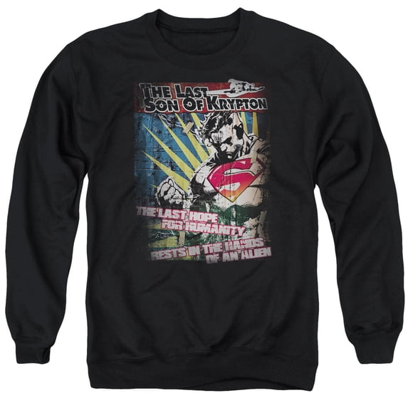 Superman Last Hope Adult Crewneck Sweatshirt Black