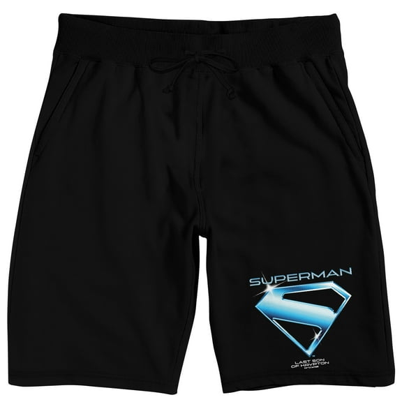 Superman Last Son Of Krypton Logo Adult Black Sleep Pajama Shorts-Large