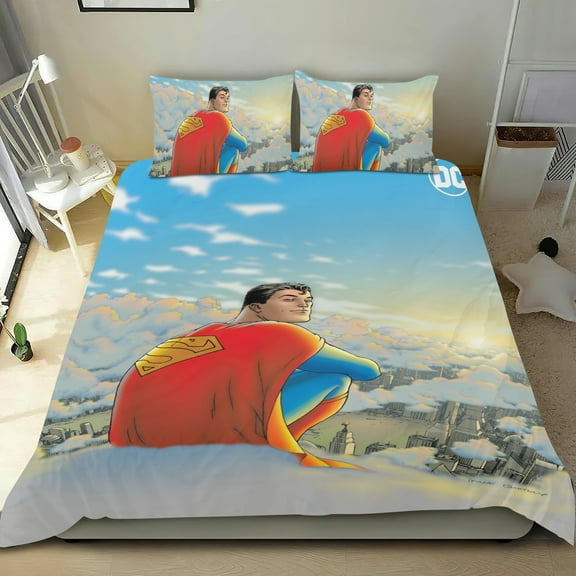 Superman Legacy Themed Bed Sheet Set Three Piece Set 36x75 Inches Comfortable And Skin Friendly Unique Design Creating A Star Studded Night