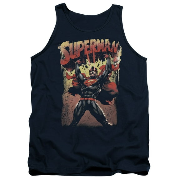 Superman Lift Up Adult Tank Top Navy