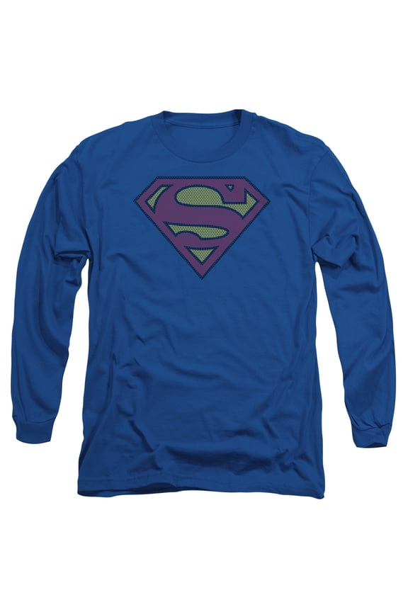 Superman Little Logos Long Sleeve Adult 18/1 T-Shirt Royal Blue