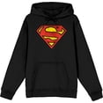 thumbnail image 1 of Superman Logo Adult Black Long Sleeve Hoodie-Medium, 1 of 3
