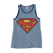 JUNK FOOD CLOTHING Superman Logo Adult Heather Blue Tank Top