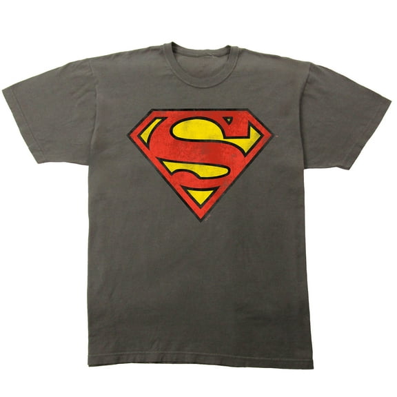 Superman Logo Adult Pepper Black Crew Neck Short Sleeve T-shirt-Large
