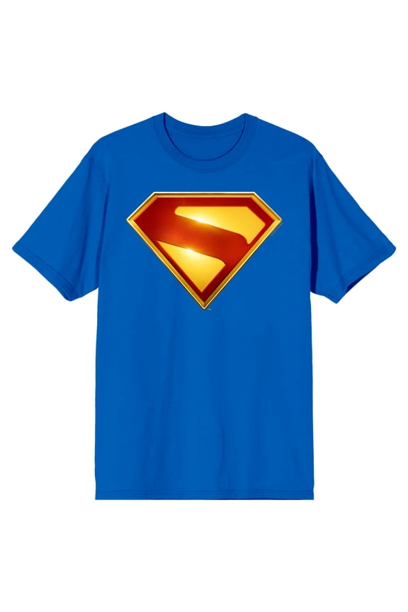 Superman Logo Adult Royal Blue Crew Neck Short Sleeve T-shirt-Large