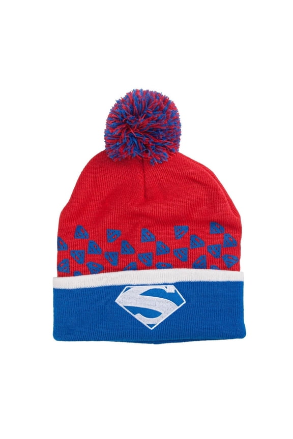 Superman - Logo All-Over Adult Pom Pom Beanie