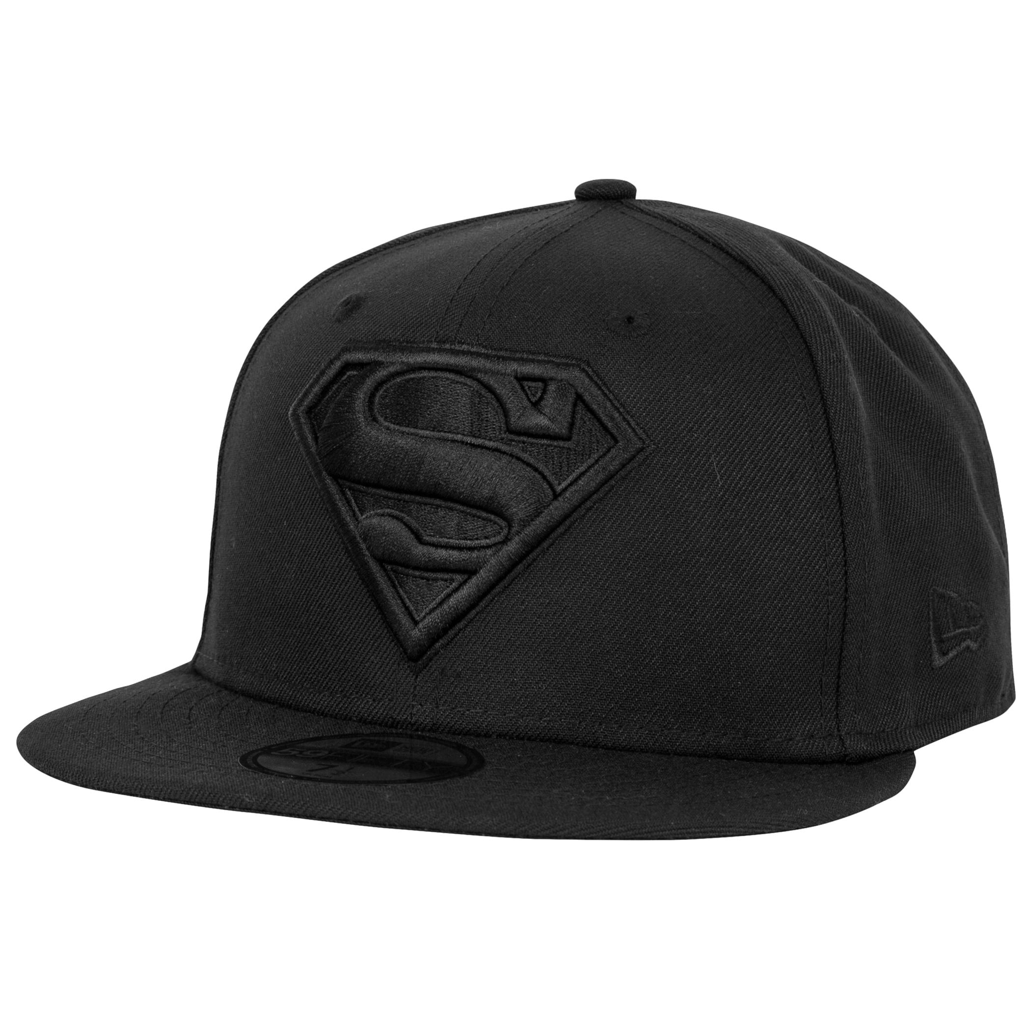 New Era 59Fifty Fitted Hat - Superman Logo Black On Black - Officially Licensed DC Comics Cap - Polyester Fitted Baseball Hat