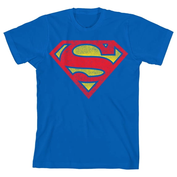 Superman Logo Boy's Royal Blue T-shirt-Large