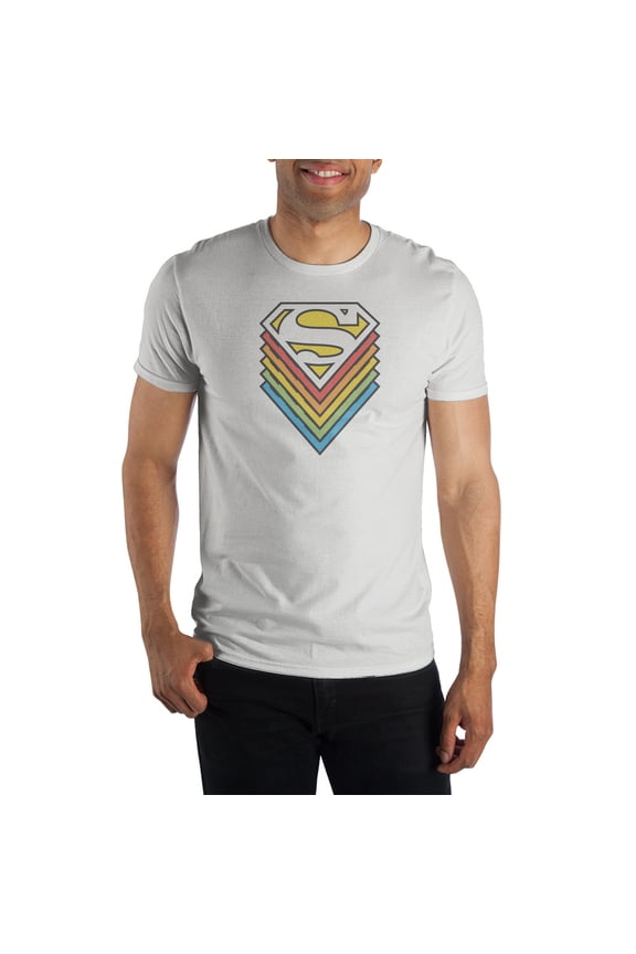 Superman Logo Comic Book Mens White Short Sleeve Shirt-XX-Large