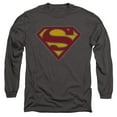 thumbnail image 1 of Superman - Logo Distressed Unisex Adult Long-Sleeve T Shirt,Charcoal, Small, 1 of 2