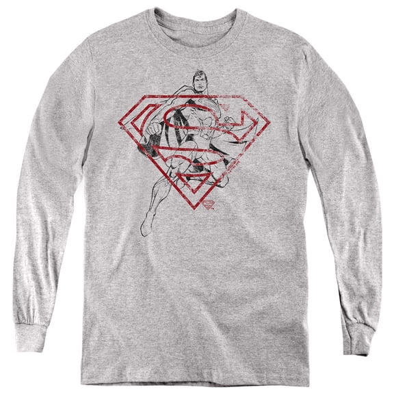 Superman - Logo Hope Kids Long Sleeve T Shirt (Small) for Youth Boys and Girls, Athletic Heather