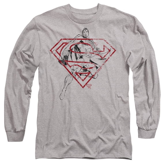 Superman - Logo Hope Unisex Adult Long-Sleeve T Shirt,Athletic Heather, Small