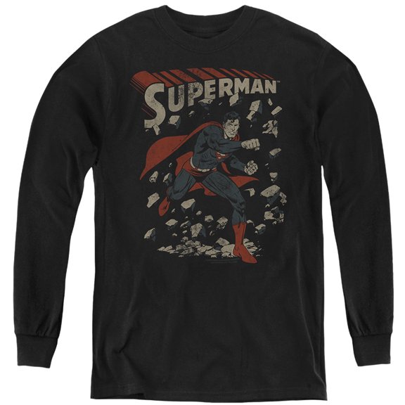 Superman - Logo Japan 1 Kids Long Sleeve T Shirt (Large) for Youth Boys and Girls, Black