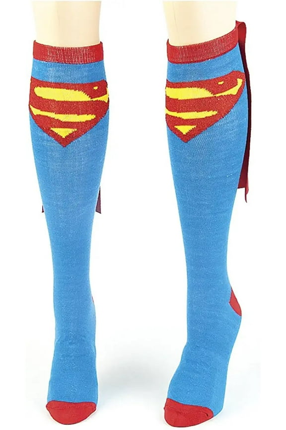 Superman Logo Juniors blue Knee High Cape Socks for Women