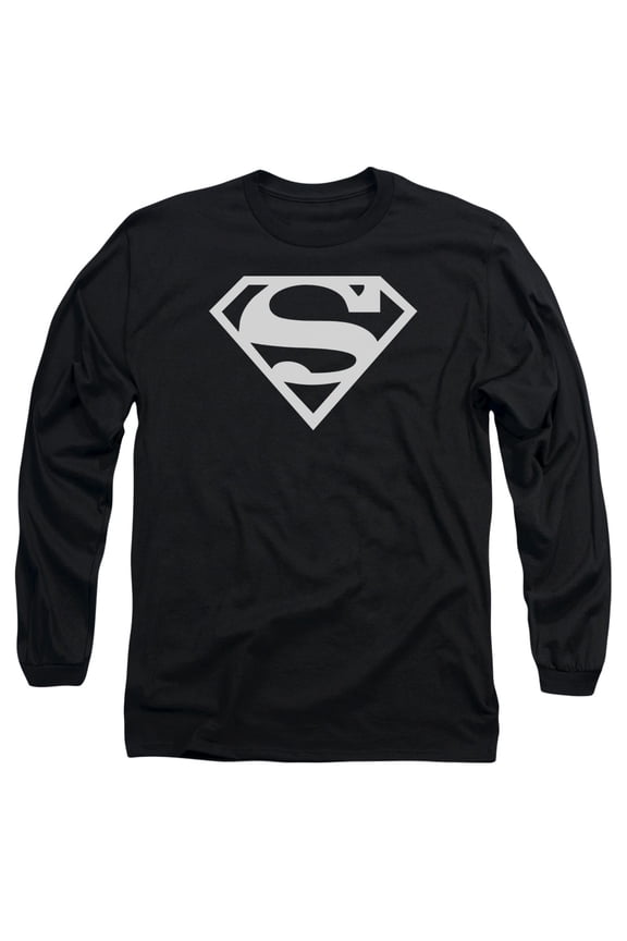 Superman Logo Long Sleeve Adult 18/1 T-Shirt Black