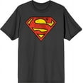 thumbnail image 1 of Bioworld Superman Logo Men's Charcoal Tee - Classic DC Comic Graphic T-Shirt, Cotton-Large, 1 of 7