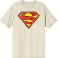thumbnail image 1 of Bioworld Superman Logo Men's Natural Tee - Classic DC Comic Graphic T-Shirt, Cotton-Medium, 1 of 5